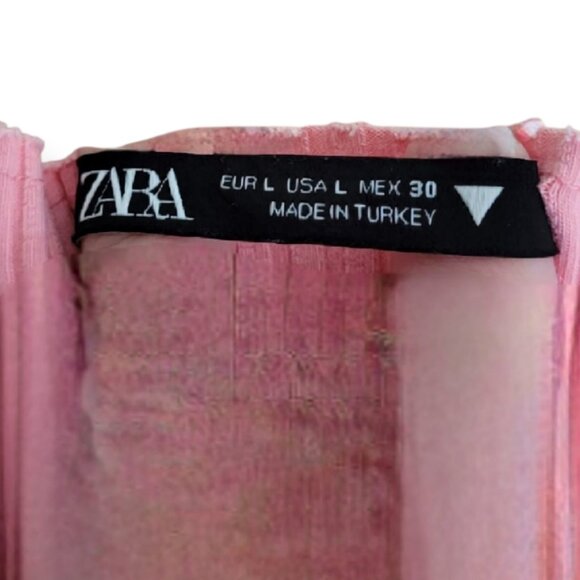 Zara sleeveless thick ribbed bubblegum pink stretchy tank top size L (fits S/M) - Picture 3 of 9